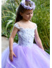 Beaded Purple Tulle Lace Fancy Flower Girl Dress Beaded Purple Tulle Lace Fancy Flower Girl Dress